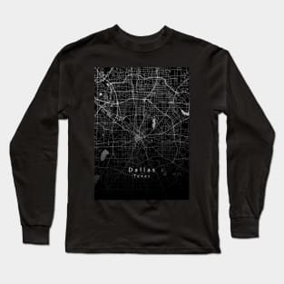 Dallas Texas City Map dark Long Sleeve T-Shirt